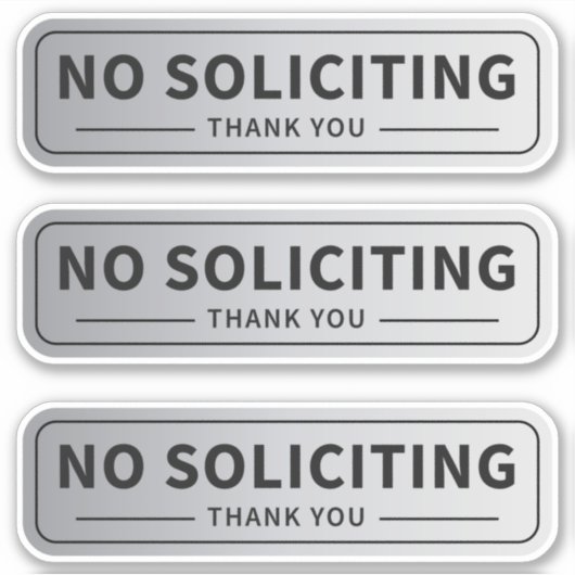 No Soliction Sign Pack 3 Aufkleber (Vorderseite)