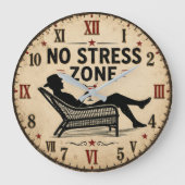 No Stress Zone Große Wanduhr (Vorderseite)