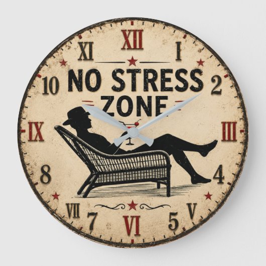 No Stress Zone  Große Wanduhr (Vorderseite)