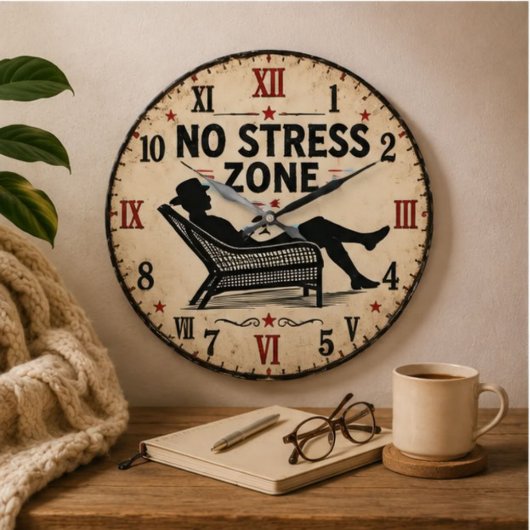 No Stress Zone Große Wanduhr