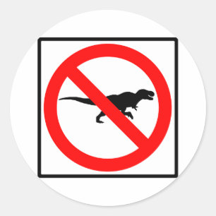 No T-Rexes Highway Sign Dinosaur Runder Aufkleber