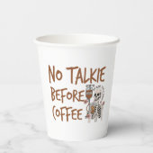 No Talkie Before Coffee funny cat lover gift Pappbecher (Rückseite)