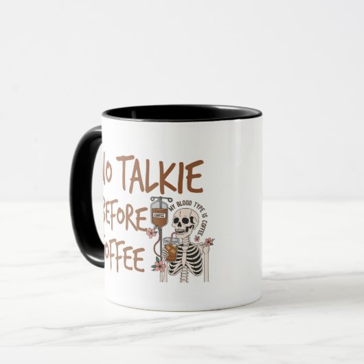 No Talkie Before Coffee funny cat lover gift Tasse (Vorderseite Links)