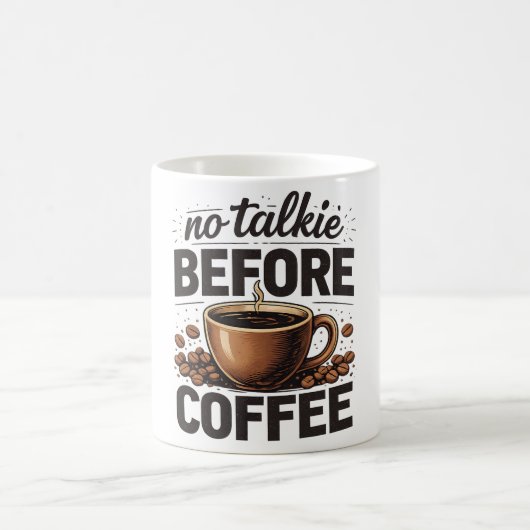 No Talkie Before Coffee – Funny Retro Coffee Lover Kaffeetasse (Mittel)