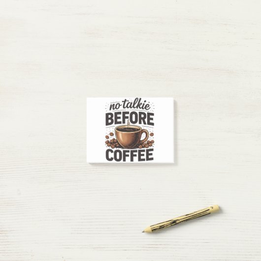 No Talkie Before Coffee – Funny Retro Coffee Lover Post-it Klebezettel (Auf Schreibtisch)
