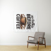 No Talkie Before Coffee – Funny Retro Coffee Lover Wandteppich (Beispiel (Horizontal))