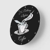 No Talking Before Coffee Humorous Clock Runde Wanduhr (Winkel)