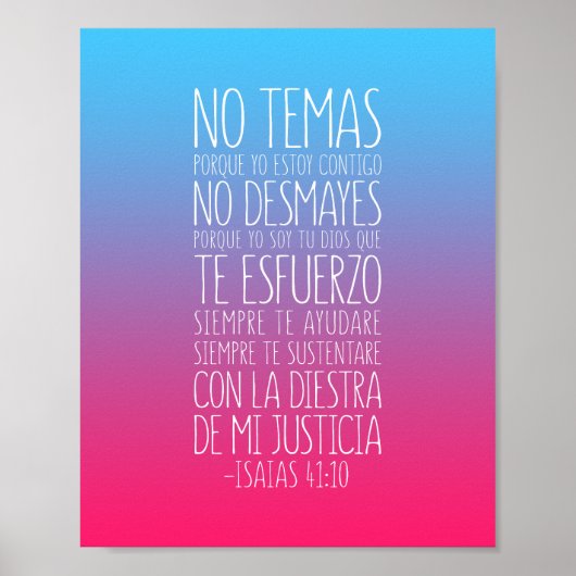 No Temas, Porque Yo Estoy Contigo, Isaías 41:10 Poster (Vorne)