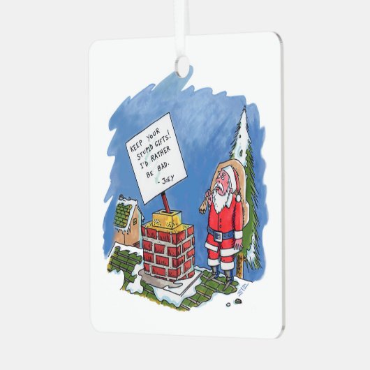 No To Santa Square Metallschmuck Ornament Aus Metall (Vorderseite links)