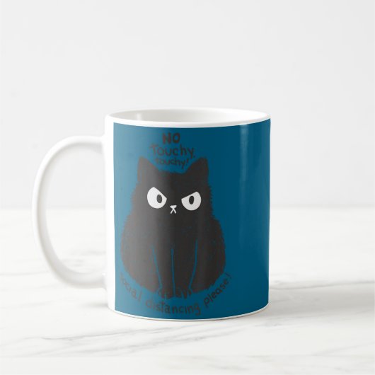 No Touchy Social Distancing Please Funny Angry Cat Kaffeetasse (Links)