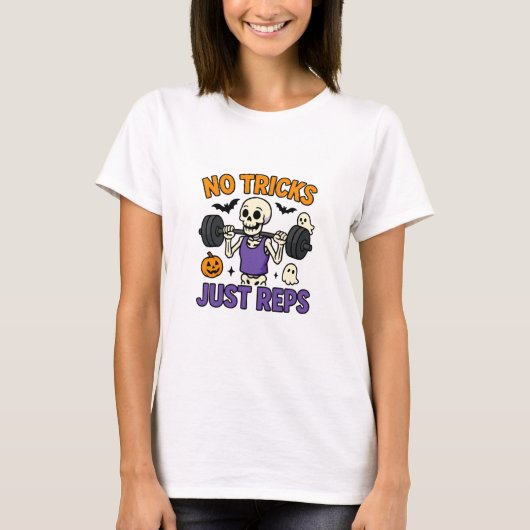 No Tricks Just Reps | Cute Funny Halloween Gym Ske T-Shirt (Vorderseite)