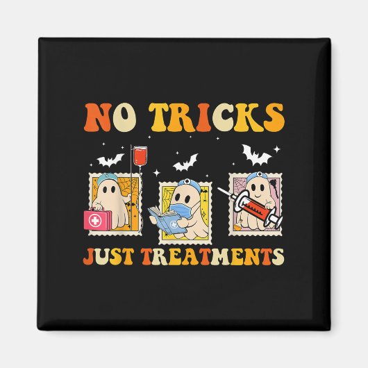 No Tricks Just S Funny Halloween Ghost Nursing Magnet (Vorne)