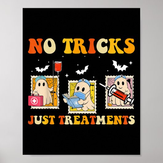 No Tricks Just S Funny Halloween Ghost Nursing Poster (Vorne)