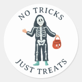 No Tricks Just Treats Halloween | Cute Skeleton Runder Aufkleber