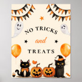 " No Tricks & Leckereien " Boo Black Cat Halloween Poster (Vorne)