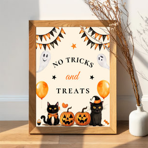 " No Tricks & Leckereien " Boo Black Cat Halloween Poster