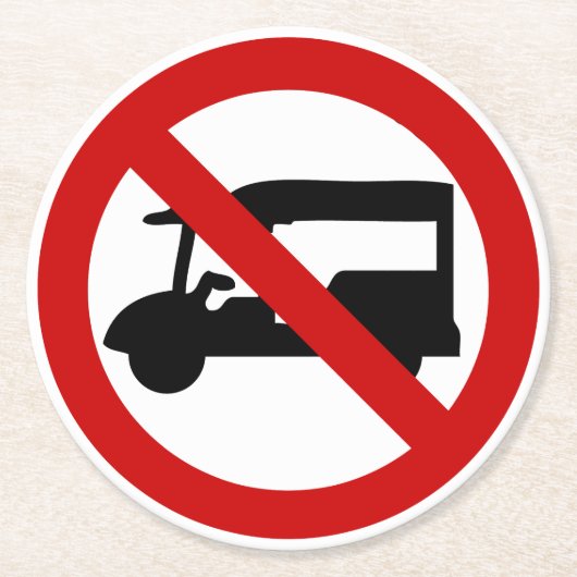 NO Tuk Tuk TAXI ⚠ thailändisches ⚠ Runder Pappuntersetzer (Vorderseite)