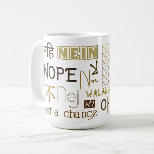 No Way Nope Negative nicht a Chance Weltsprachen Kaffeetasse (Vorderseite Links)