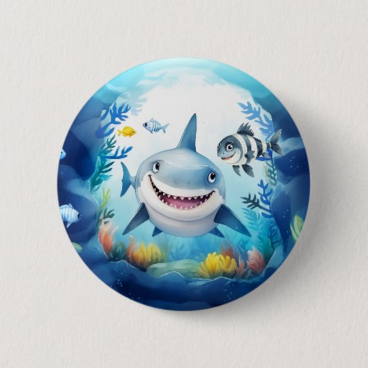 Noa the Shark and Casper, Ihr bester Fisch-Freund Button (Vorderseite)