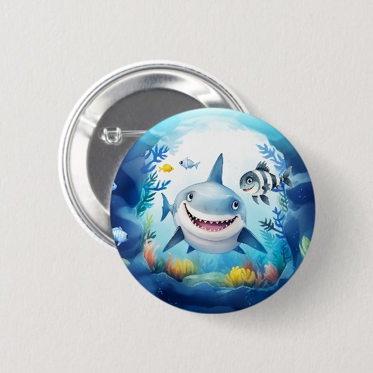 Noa the Shark and Casper, Ihr bester Fisch-Freund Button (Vorne & Hinten)