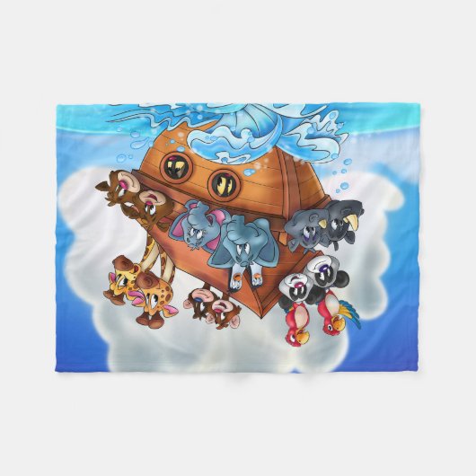 Noah-Arche-Cartoon scherzt umfassendes Fleecedecke (Vorderseite (Horizontal))