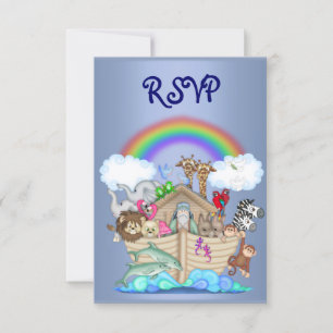 NOAH-ARK-TIER-RSVP BLAU EINLADUNG