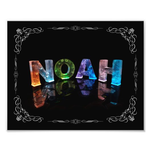 Noah - Der Name Noah in 3D-Leuchten (Foto) Fotodruck (Vorne)