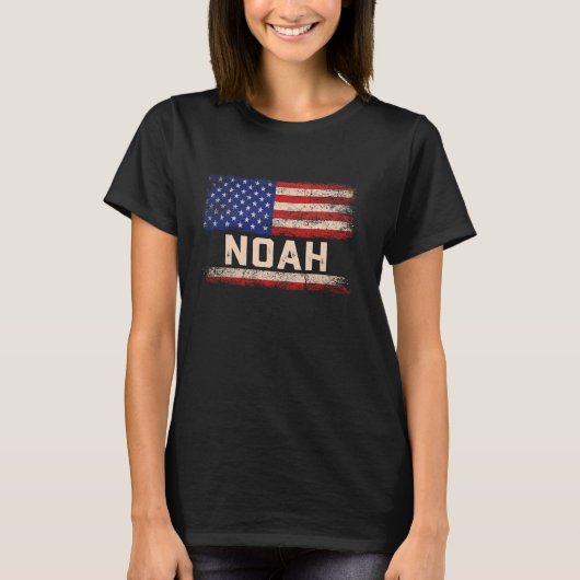Noah First Name Shirt Noah Name American Flag (Vorderseite)