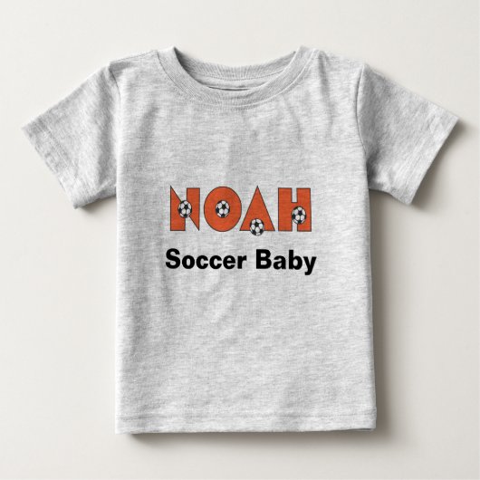 Noah in Soccer Orange Baby T-shirt (Vorderseite)