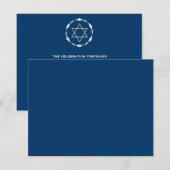 Noah Jack Bar Mitzvah Empfang Navy Blue Einladung (Vorne/Hinten)