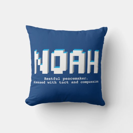 Noah Jungs nennen blauen Pixel Text Gamer Kissen (Vorderseite)