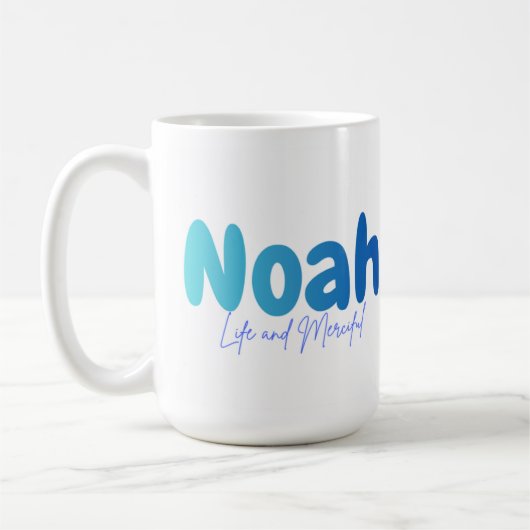 Noah Name Geschenk - Leben und Barmherzig - Person Kaffeetasse (Links)