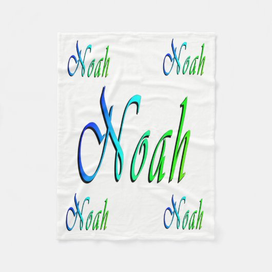 Noah, Name, Logo, kleines weißes Fleece Blanket. (Vorderseite)