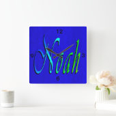 Noah, Name, Logo, Quadratische Wanduhr (Zuhause)