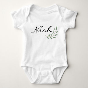 Noah Name Reveal Romper Newborn Nature Leaf Baby Strampler