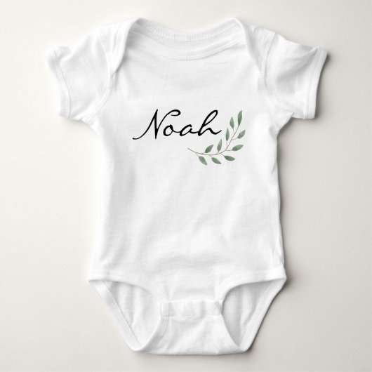 Noah Name Reveal Romper Newborn Nature Leaf Baby Strampler (Vorderseite)