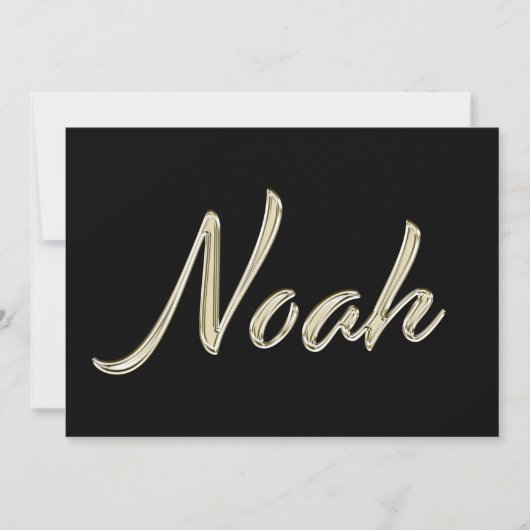 Noah Name white gold Handwriting Karte (Vorderseite)