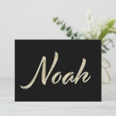 Noah Name white gold Handwriting Karte (Stehend Vorderseite)