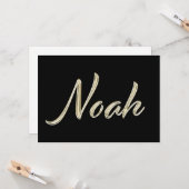 Noah Name white gold Handwriting Karte (Vorderseite/Rückseite Beispiel)
