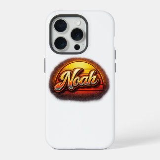 Noah Retro Sonnenuntergang Personalisiertes Namens iPhone 15 Pro Hülle