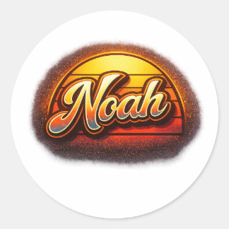 Noah Retro-Sonnenuntergang Personalisiertes Namens Runder Aufkleber