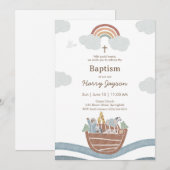 Noah’s Ark Baptism Einladung (Vorne/Hinten)