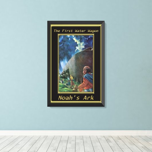 Noah`s Ark Humans gehen auf dem Schiff schwarzen R Leinwanddruck (Insitu (Holzboden))