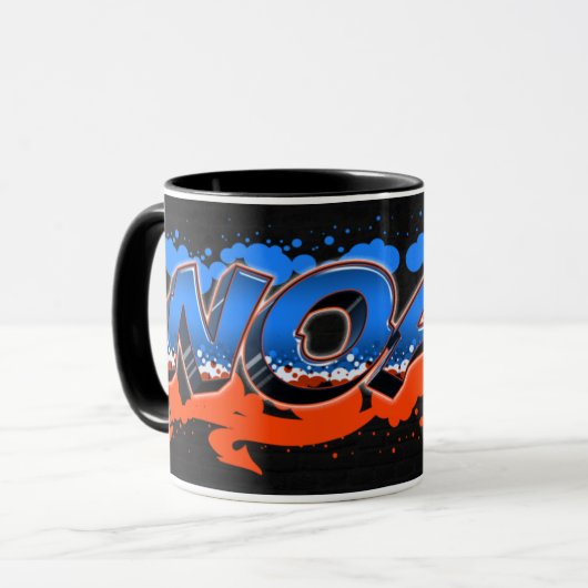 Noah Vorname Name Graffiti blue orange Tasse (Vorderseite Links)