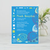 NOAH WAVES Bar Bat Mitzvah Einladung (Stehend Vorderseite)