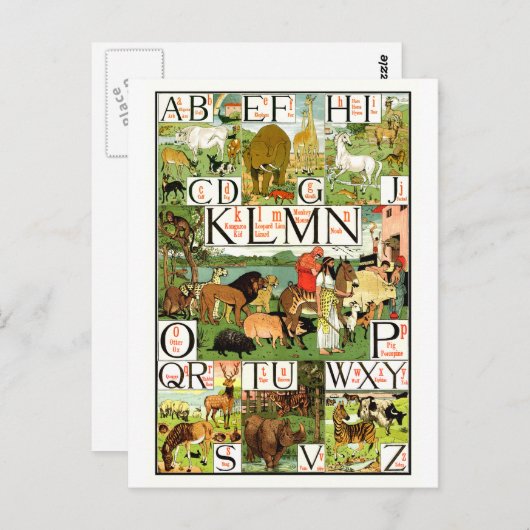Noahs ABC-Alphabet-Diagramm auf englisch für Postkarte (Vorne/Hinten)