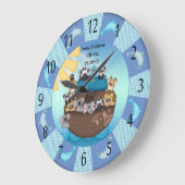 Noahs Arche-Baby-runde (große) Wanduhr (Winkel)