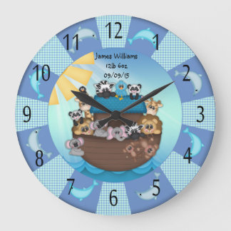Noahs Arche-Baby-runde (große) Wanduhr
