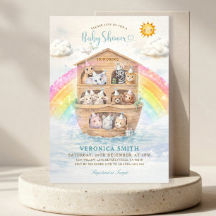 Noahs Arche Baby Shower Einladung Regenbogenbaby