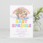 Noahs Arche Baby Sprinkle Glitter Regenbogen Einladung (Stehend Vorderseite)